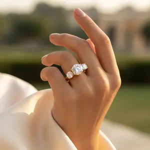 Rose <b>Gold</b> Plated Cubic Zirconia Adjustable Ring Trendy Inlay Style Anniversary Gift for Women <b>Gold</b> <b>Number</b> Jewelry - Product Image 3