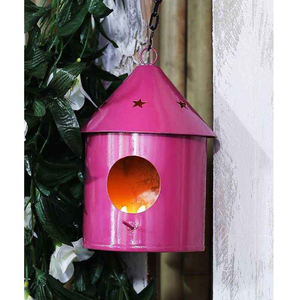 Casa comedero para pájaros de Metal rústico pintado a mano personalizado | Adornos de decoración de jardín al aire libre | Casa de pájaros única al por mayor - Product Image 3