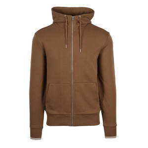 Custom Men's Heavyweight <b>Full</b> <b>Zip</b>-up <b>Sweatshirt</b> with Distressed Pattern Solid Color Hooded Collar 100% Cotton Woven Material - Product Image 1