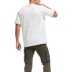 T-shirt en coton vierge surdimensionné à épaules tombantes pour hommes T-shirt simple surdimensionné de grande taille sur mesure respirant - Product Image 2