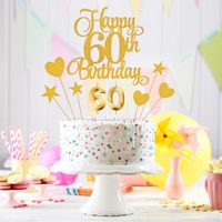 60. Geburtstags torte Dekor Set Ziffer 60 Kerzen Alles Gute zum 60. Geburtstag Topper Heart Star Cupcake Picks für Weihnachts anlässe