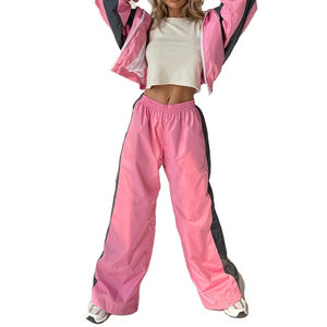 Ensemble survêtement décontracté pour femme personnalisé 2026, fermeture éclair intégrale, style patchwork, respirant, veste coupe-vent de jogging, pantalon deux pièces - Product Image 1