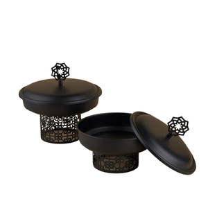 Moderno y Lujoso Plato para Dátiles Árabe, de Metal, para Fiestas y Cocina, con Tapa de Estilo de Medio Oriente y Diseño Láser - Product Image 1