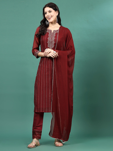 ชุดกางเกง Kurti และ Dupatta สำหรับใส่ทำงานปักลายสไตล์ซาลวาร์คาเมซแฟชั่นใหม่แบบดั้งเดิม - Product Image 6