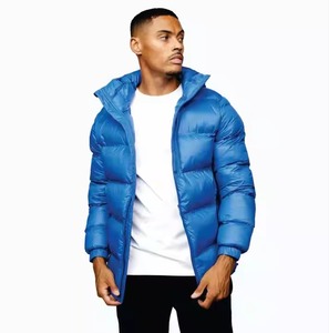 Men's Cobalt Blue 100% Polyester Waterproof Breathable Winter Impact Heat-<b>Sealed</b> Puffer Coat Padded Lining Hooded Collar Full - Product Image 1