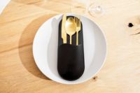Porte-couverts élégant, classique, luxueux, fait main, durable, léger, portable, en cuir véritable, pour la maison et les restaurants LYR-0002B
