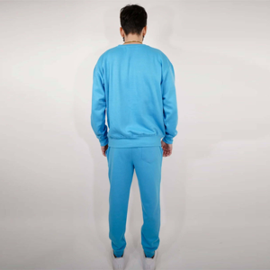 Conjunto de sudadera y pantalones de chándal con cuello redondo de mezcla pesada para hombre, chándal de dos piezas duradero y cálido para ropa informal diaria de invierno - Product Image 4