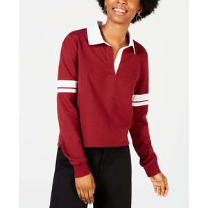 Polo da rugby a maniche a righe Crave Fame Juniors, marrone, taglia L, da donna - Product Image 1