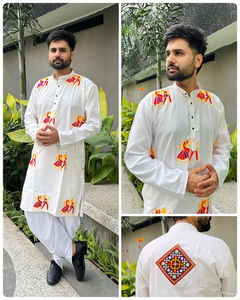 Kurta ผ้าฝ้ายสไตล์บอลลีวูดที่มีรูปแบบที่ทันสมัยเย็บปักถักร้อยออกแบบพิเศษด้านหลังสำหรับงานแต่งงานงานปาร์ตี้ Diwali & navratri - Product Image 1