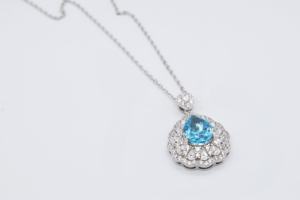 Vente en gros collier de luxe en argent 925 exquis en forme de poire aigue-marine CZ - Product Image 2