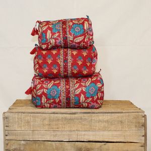 Pochette de voyage réversible matelassée en coton écologique avec fermeture éclair, motif floral, lot de 3 - Product Image 3