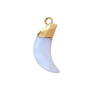 Croissant forme opalite pierres précieuses 925 pendentif en argent Sterling plaqué or et rhodium bijoux à bricoler soi-même pour enfants breloque bijoux en gros - Product Image 1