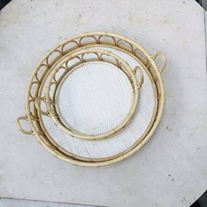 Plateaux de service en rotin écologiques faits à la main Table basse recyclable Ottoman avec motif décoratif Service de nourriture et décoration intérieure - Product Image 3