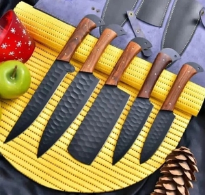 ชุดมีดทำครัวสแตนเลสงานแฮนด์เมดเคลือบสีดำสำหรับเชฟ - Product Image 2