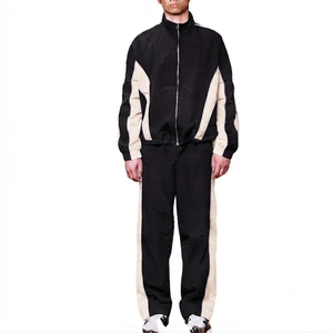 High Quality Custom Men's Solid Autumn Gym Jogger Flare Tracksuit Regular Fit Drawstring Hooded Collar Vintage Heavyweight - Product Image 3