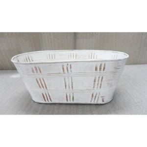 Jardinière ovale Vintage rustique à deux grandes fleurs, en fer enduit de poudre blanche, décoration de la maison, de qualité supérieure, en forme de seau - Product Image 5