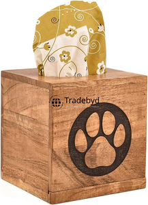 Caja de pañuelos de madera de calidad premium ecológica y soporte con estampado floral grabado, hecho a mano natural para decoración moderna del hogar Tradebyd - Product Image 2
