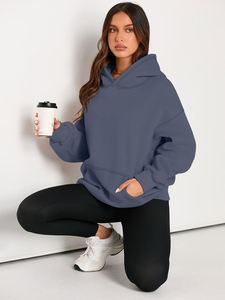 Sweat à capuche polaire brodé de haute qualité pour femme, doublé, respirant, décontracté, grande taille, 100 % coton, pour l'hiver - Product Image 3