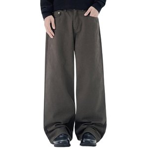 Pantalones Vaqueros de Pierna Ancha para Hombre, Vaqueros Holgados con Bolsillos, Ropa de Calle Informal, Pantalones Largos de Color Sólido - Product Image 3