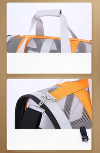 กระเป๋าใส่สัตว์เลี้ยงสำหรับสุนัข น้ำหนักเบา ทรงสี่เหลี่ยม ระบายอากาศได้ดี ผลิตจากโพลีเอสเตอร์ แข็งแรง ทนทาน พร้อมกระดุมแป๊ก ดีไซน์เรียบง่าย ใช้ถือหรือสะพายข้างได้ เหมาะสำหรับเดินทางโดยรถยนต์ - Product Image 5