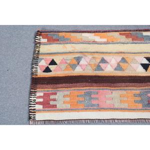 1.9x2.7 ft Turkish <b>Red</b> <b>Wool</b> Vintage Kilim Rug Eco-Friendly Patchwork Polka Dot Design with Latex Backing and Medium Pile - Product Image 5