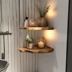 Handmade Warm Wood Slab <strong>Rustic</strong> Floating <strong>Shelf</strong> Irregular Live Edge <strong>Corner</strong> Display <strong>Shelf</strong> for Wall Decor Storage Holders &amp; Racks - Product Image 5