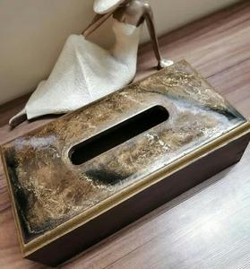 Salon résine boîte à mouchoirs Top vente décoratif à la main meilleure couverture de tissu forme carrée classique élégant fantaisie boîte à mouchoirs - Product Image 1