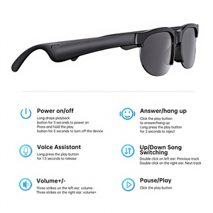 Gafas Inteligentes con IA, Gafas de Sol Inalámbricas con Bluetooth, Traducción en Tiempo Real, Llamadas Telefónicas, Reproductor de Música, Control Táctil, Resistentes al Agua IPX5 - Product Image 5