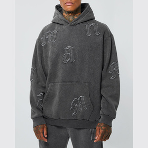 Survêtement unisexe lavé à l'acide coupe régulière 2 pièces ensemble de joggers à capuche solide décontracté vêtements de salon mode avant Street Style Looks - Product Image 3