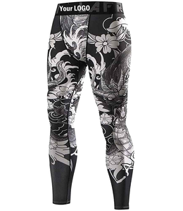 Transpirable Spandex Poliéster Mens Leggings Custom Gym Fitness Fabricación OEM - Product Image 3