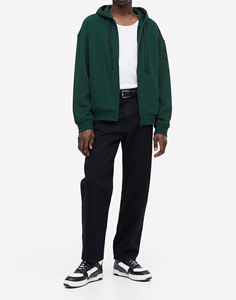Style tendance à la mode et taille confortable fermeture à glissière unie à manches longues avec capuche et sweats à capuche assortis avec cordon de serrage - Product Image 3