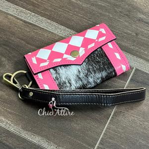 Porte-monnaie en cuir de vache véritable à motif à carreaux, pièce de créateur, style western, petit portefeuille, porte-cartes pour femmes, vente en gros - Product Image 1