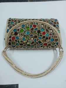 Fashionable Designer Bridal Clutch Bag with Silk Lining and Diamond Decoration - Product Image 3