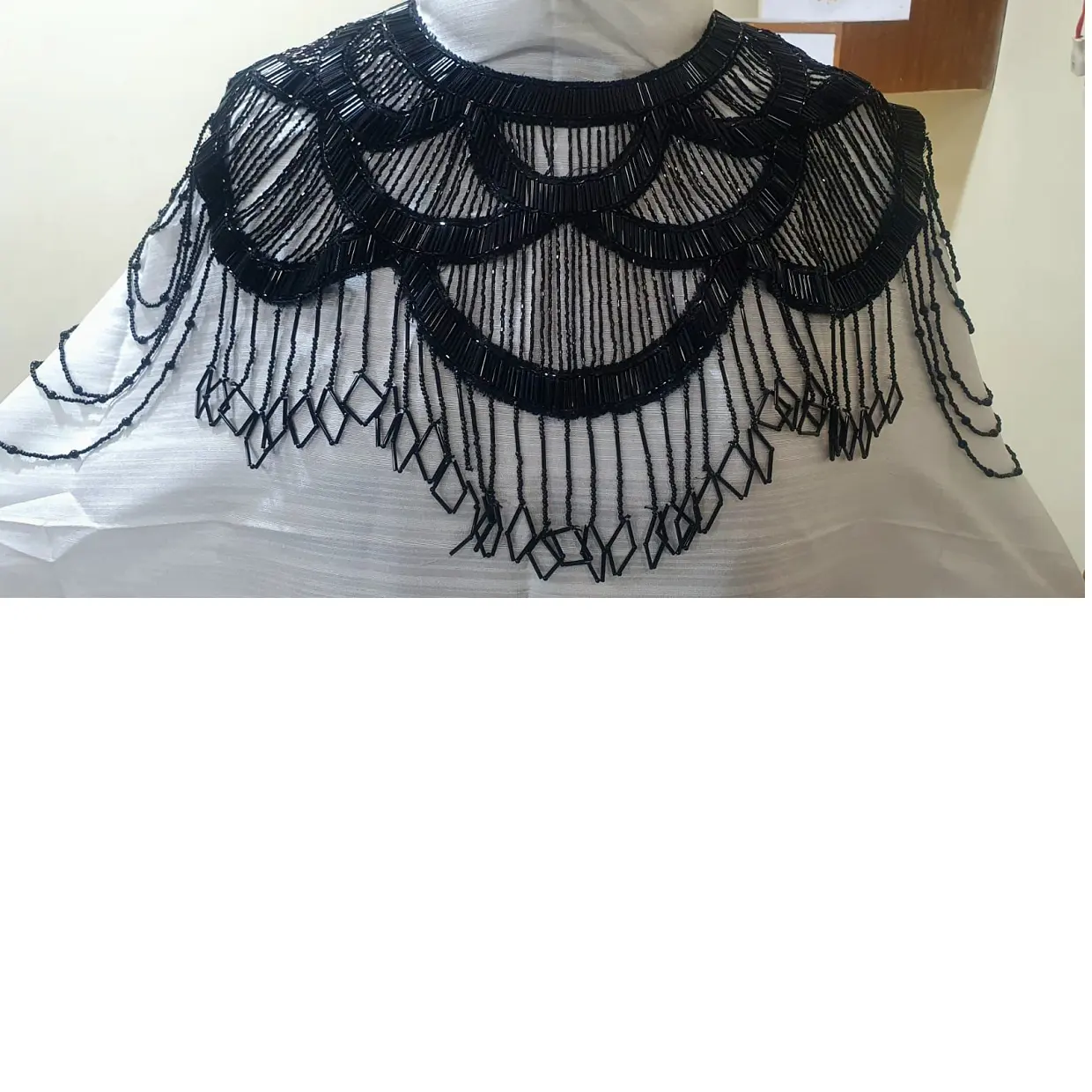 custom made beaded neck trims ideal for use by fashion designers and clothing manufacturers suitable for resale