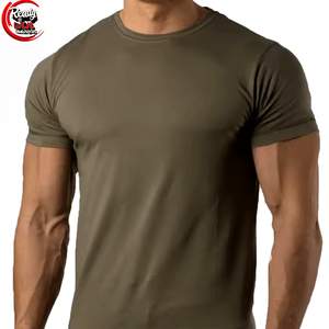 เสื้อยืดผู้ชายเข้ารูปคอกลมผ้าโพลีเอสเตอร์สแปนเด็กซ์แห้งเร็วสำหรับฝึกกีฬาขายส่ง - Product Image 3