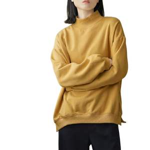 Olive Green Women <b>Mock</b> <b>Neck</b> Sweatshirt Style Long Sleeve Fleece Pullover Oversized Fit <b>Top</b> For Casual Outings - Product Image 5