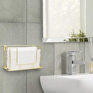 Moderno latón tono Metal alambre comercial montado en la pared o papel de mesa doblado toallero dispensador estante servilletero - Product Image 6
