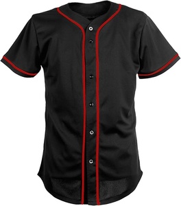 Wholesale <b>Mens</b> Black Custom Baseball Jersey for <b>Men</b> Full Button Mesh Embroidered Team Name Baseball Jersey - Product Image 1