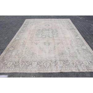 พรมตุรกี ขนาด 8.4x11.7 ฟุต พรมวินเทจ พรมขนสัตว์ขอบสีเทา - Product Image 1