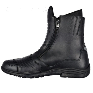 Chaussures de moto Bottes de course en cuir de moto de couleur unie Bottes de moto de course Motocross pour hommes - Product Image 1