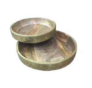 <b>Food</b> Serving Platters Wooden and Mother of Pearl Work <b>for</b> Kitchen Organizer Dinnerware Platters - Product Image 2