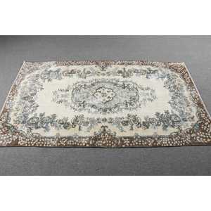 Turkish Rug, 3.7x6.4 ft Vintage Rug, <b>Brown</b> Moroccan <b>Wool</b> Rug - Product Image 3