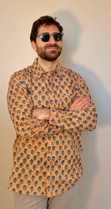 เสื้อคอตตอนเนื้อนุ่มพิมพ์ลาย Ikat ของผู้ชายเสื้อผ้าใส่ไปชายหาดใส่ไปปาร์ตี้เสื้อเชิ้ตเข้าคู่กับครอบครัวชุดของขวัญวันพ่อสำหรับเขา - Product Image 2