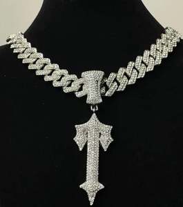 Iced Out with T Pendant 50cm, collar de acero inoxidable con diamantes brillantes, joyería de estilo hip-hop para hombres - Product Image 1