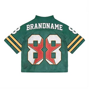 OEM Custom Breathable Plus Size American Football Mesh Fan Jersey Streetwear Oversized <b>T</b>-<b>Shirt</b> Sublimated Embroidery - Product Image 5