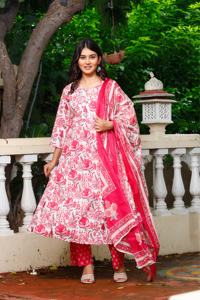 ชุดเดรสพิมพ์ลายสำหรับผู้หญิงเสื้อผ้าพื้นเมืองอินเดียอินเทรนด์ชุด kurta ทำจากผ้าฝ้ายสำหรับสวมใส่สบายๆ - Product Image 5