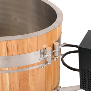 Bain froid ovale en bois de cèdre rouge pour 1 personne, intérieur/extérieur, avec refroidisseur Wifi - Product Image 6