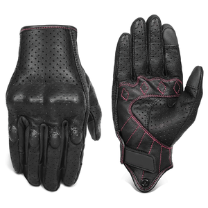 Gants de moto en cuir de chèvre unisexe avec blindage et écran tactile pour le cyclisme, les sports et les voyages en plein air. - Product Image 1