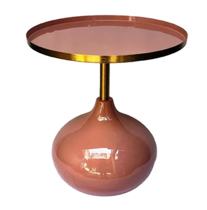 Élégante table basse ronde, dotée d'un plateau rond en métal nervuré doré soutenu par une élégante base en métal croisé, vente en gros - Product Image 2