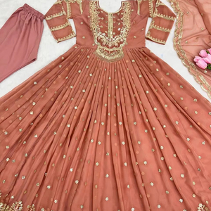 ชุดผ้า Anarkali เย็บปักลวดลายผ้าจอร์เจีย - Product Image 1